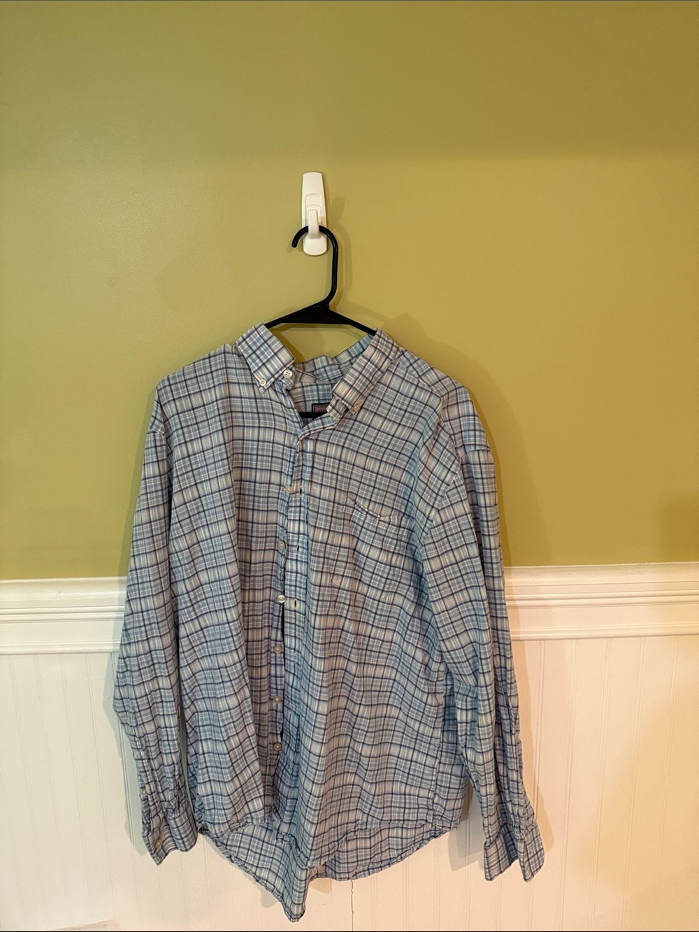 Vineyard Vines Men's Size XL Slim Fit Light Blue Plaid Button-Down Shirt